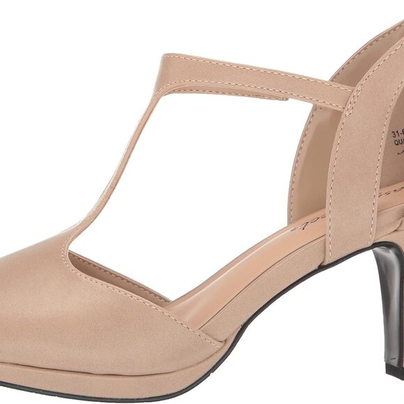 Women's Faux Leather Heeled Sandals 2.25 Inch T-Strap Dress Heel for Special Occ - Picture 8 of 8